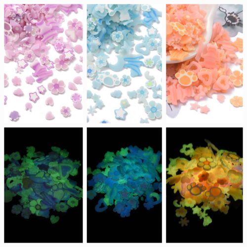 Glow In The Dark Polymer Clay Sprinkles (3 Colour Options) - Set of 3
