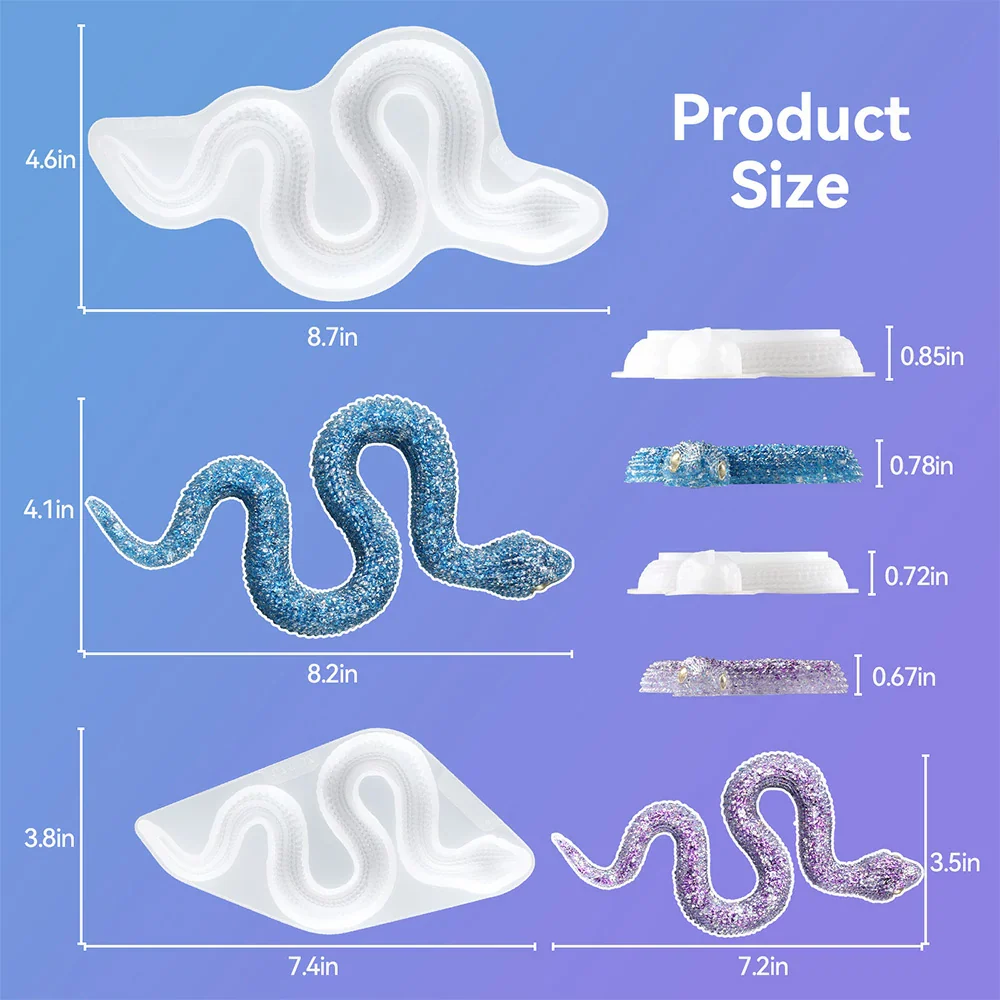 Let's Resin Crystal Snake Mould Set of 2 - Image 3