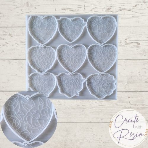Heart Flower Pendant Keyring Mould